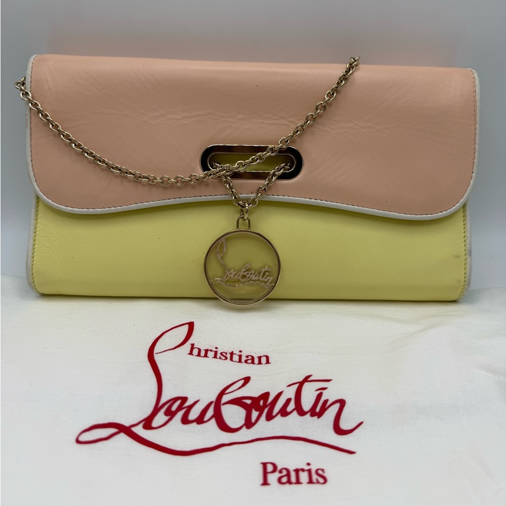 Christian Louboutin Riviera Multicolor Leather Clutch on Chain